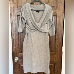 Ralph Lauren Black Label Cashmere Knit Dress Size Large Stunning Gray Color